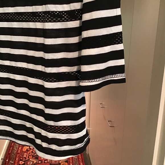 Intrend Black & White Striped Top 3/4 Sleeves L - Picture 3 of 8